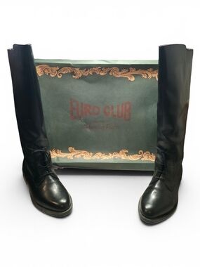 Euro Club Tall Black Leather Lace-Up Boots